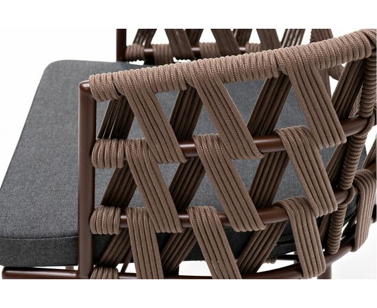"Диего" стул плетеный из роупа, каркас из стали коричневый (RAL8016) муар, роуп коричневый круглый, ткань серая, изображение 5 | Интернет магазин мебели и декора LifeDekor