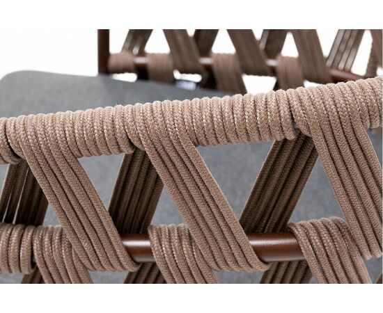 "Диего" стул плетеный из роупа, каркас из стали коричневый (RAL8016) муар, роуп коричневый круглый, ткань серая, изображение 6 | Интернет магазин мебели и декора LifeDekor