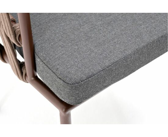 "Диего" стул плетеный из роупа, каркас из стали коричневый (RAL8016) муар, роуп коричневый круглый, ткань серая, изображение 7 | Интернет магазин мебели и декора LifeDekor