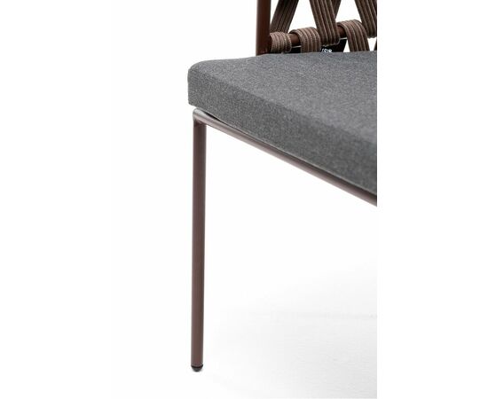 "Диего" стул плетеный из роупа, каркас из стали коричневый (RAL8016) муар, роуп коричневый круглый, ткань серая, изображение 9 | Интернет магазин мебели и декора LifeDekor