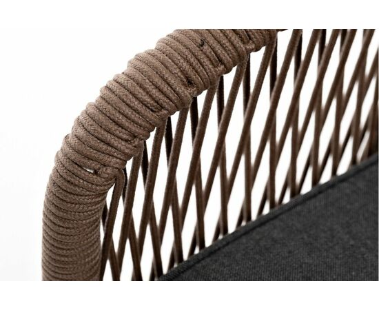 "Канны" диван 2-местный плетеный из роупа, каркас алюминий белый, роуп коричневый круглый, ткань серая, изображение 6 | Интернет магазин мебели и декора LifeDekor