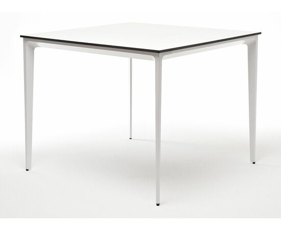 "Малага" обеденный стол из HPL 90х90см, цвет молочный, каркас белый | Интернет магазин мебели и декора LifeDekor