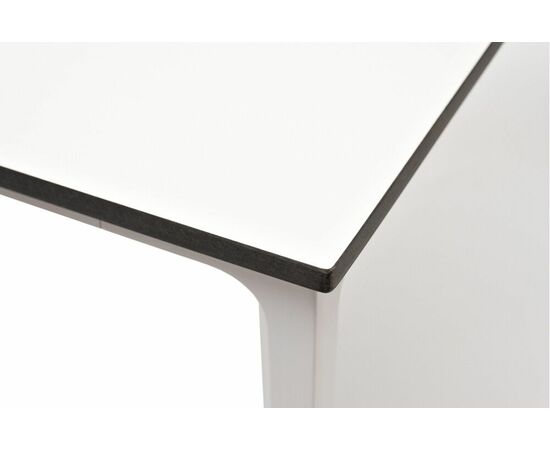"Малага" обеденный стол из HPL 90х90см, цвет молочный, каркас белый, изображение 3 | Интернет магазин мебели и декора LifeDekor