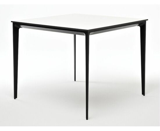 "Малага" обеденный стол из HPL 90х90см, цвет молочный, каркас черный | Интернет магазин мебели и декора LifeDekor