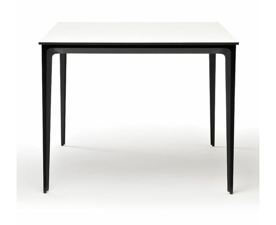 "Малага" обеденный стол из HPL 90х90см, цвет молочный, каркас черный, изображение 2 | Интернет магазин мебели и декора LifeDekor