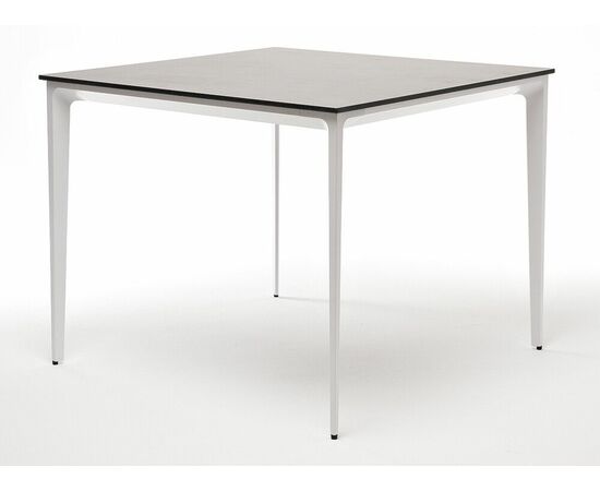 "Малага" обеденный стол из HPL 90х90см, цвет "серый гранит", каркас белый | Интернет магазин мебели и декора LifeDekor