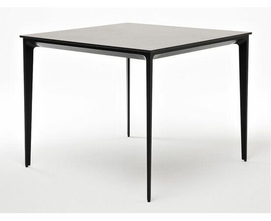 "Малага" обеденный стол из HPL 90х90см, цвет "серый гранит", каркас черный | Интернет магазин мебели и декора LifeDekor