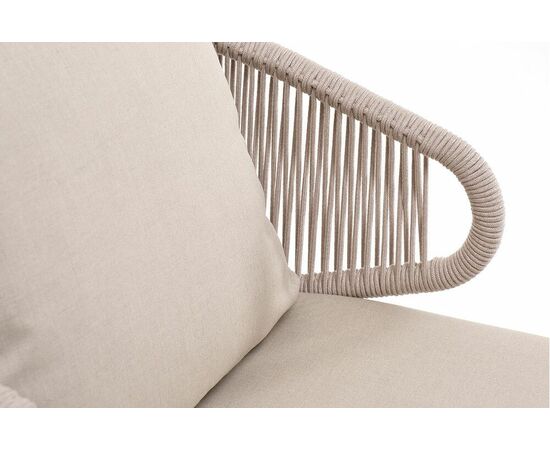 "Милан" лаунж-зона 4-местная плетеная из роупа (веревки), каркас алюминиевый белый, роуп бежевый, изображение 3 | Интернет магазин мебели и декора LifeDekor