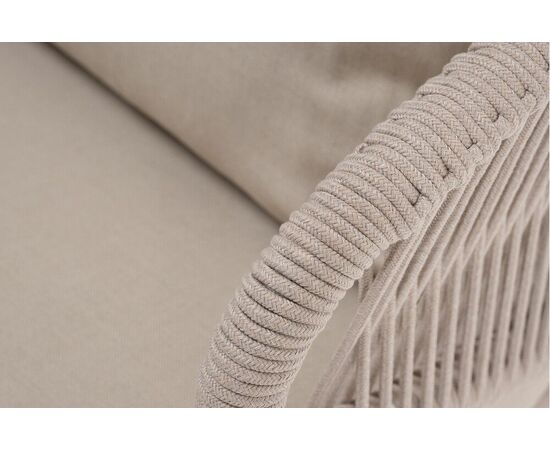 "Милан" лаунж-зона 4-местная плетеная из роупа (веревки), каркас алюминиевый белый, роуп бежевый, изображение 5 | Интернет магазин мебели и декора LifeDekor