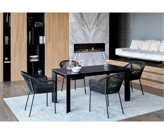 "Венето" обеденная группа на 4 персоны со стульями "Лион", каркас темно-серый, роуп темно-серый, изображение 5 | Интернет магазин мебели и декора LifeDekor