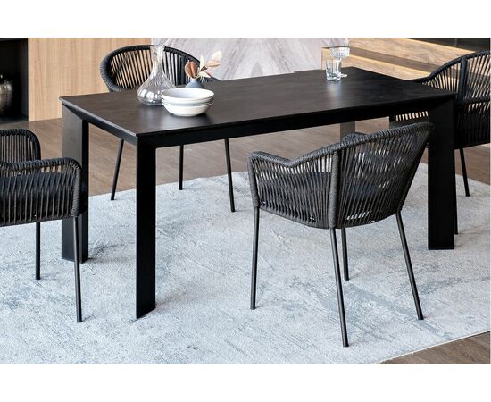 "Венето" обеденная группа на 4 персоны со стульями "Лион", каркас темно-серый, роуп темно-серый, изображение 7 | Интернет магазин мебели и декора LifeDekor