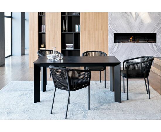 "Венето" обеденная группа на 4 персоны со стульями "Марсель", каркас темно-серый, роуп темно-серый | Интернет магазин мебели и декора LifeDekor