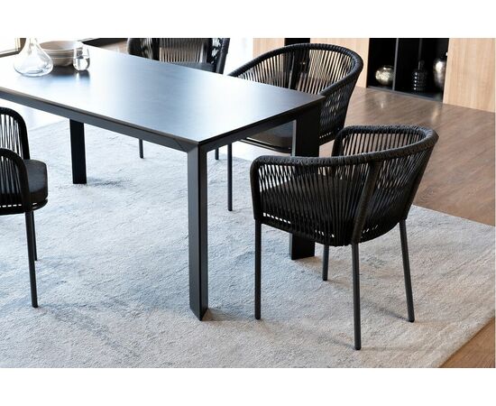 "Венето" обеденная группа на 4 персоны со стульями "Марсель", каркас темно-серый, роуп темно-серый, изображение 3 | Интернет магазин мебели и декора LifeDekor