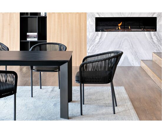 "Венето" обеденная группа на 4 персоны со стульями "Марсель", каркас темно-серый, роуп темно-серый, изображение 4 | Интернет магазин мебели и декора LifeDekor