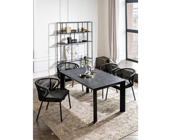 "Венето" обеденная группа на 4 персоны со стульями "Милан", каркас темно-серый, роуп темно-серый, изображение 2 | Интернет магазин мебели и декора LifeDekor