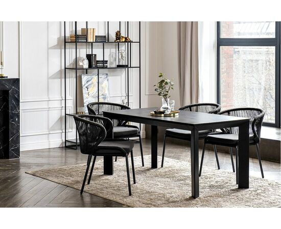 "Венето" обеденная группа на 4 персоны со стульями "Милан", каркас темно-серый, роуп темно-серый, изображение 3 | Интернет магазин мебели и декора LifeDekor