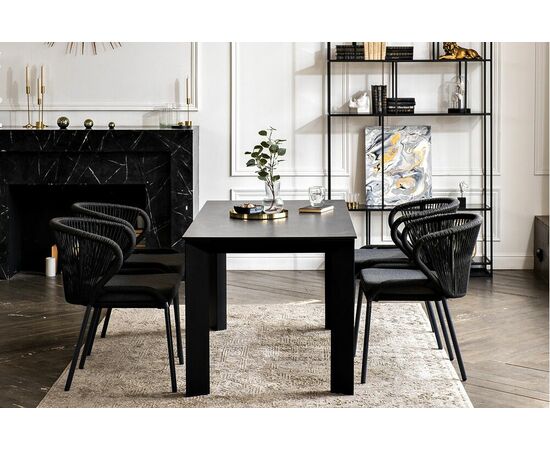 "Венето" обеденная группа на 4 персоны со стульями "Милан", каркас темно-серый, роуп темно-серый, изображение 4 | Интернет магазин мебели и декора LifeDekor