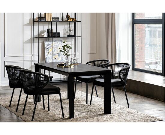 "Венето" обеденная группа на 4 персоны со стульями "Милан", каркас темно-серый, роуп темно-серый, изображение 5 | Интернет магазин мебели и декора LifeDekor