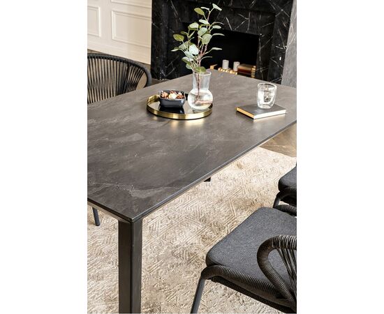 "Венето" обеденная группа на 4 персоны со стульями "Милан", каркас темно-серый, роуп темно-серый, изображение 7 | Интернет магазин мебели и декора LifeDekor