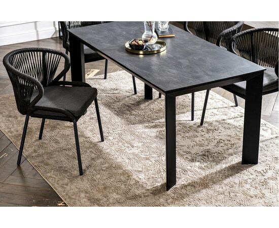 "Венето" обеденная группа на 4 персоны со стульями "Милан", каркас темно-серый, роуп темно-серый, изображение 8 | Интернет магазин мебели и декора LifeDekor