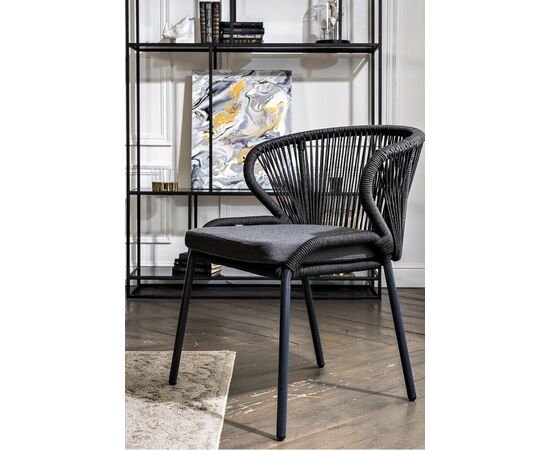 "Венето" обеденная группа на 4 персоны со стульями "Милан", каркас темно-серый, роуп темно-серый, изображение 14 | Интернет магазин мебели и декора LifeDekor