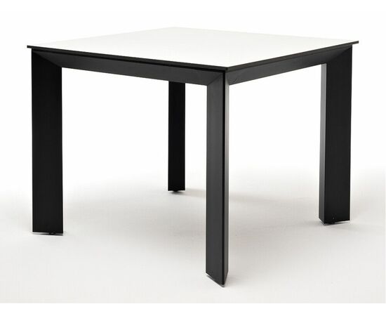 "Венето" обеденный стол из HPL 90х90см, цвет молочный, каркас черный | Интернет магазин мебели и декора LifeDekor