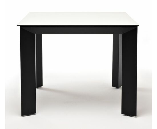 "Венето" обеденный стол из HPL 90х90см, цвет молочный, каркас черный, изображение 2 | Интернет магазин мебели и декора LifeDekor