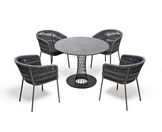 "Диего" обеденная группа на 4 персоны со стульями "Бордо" плетения колос, столешница "серый гранит" | Интернет магазин мебели и декора LifeDekor