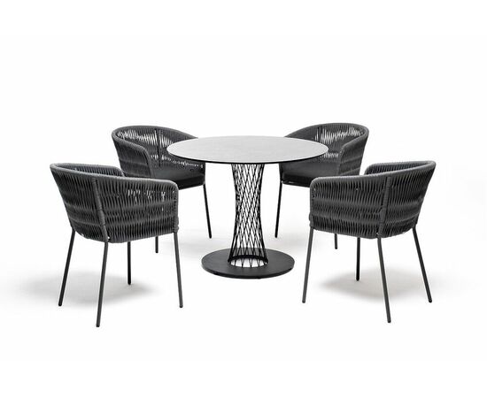 "Диего" обеденная группа на 4 персоны со стульями "Бордо" плетения колос, столешница "серый гранит", изображение 2 | Интернет магазин мебели и декора LifeDekor