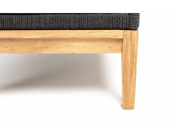 "Канны" кресло плетеное из роупа (узелки), основание дуб, роуп темно-серый круглый, ткань серая, изображение 4 | Интернет магазин мебели и декора LifeDekor