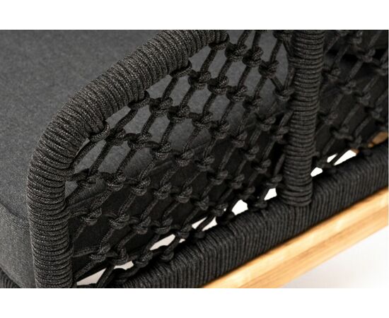 "Канны" кресло плетеное из роупа (узелки), основание дуб, роуп темно-серый круглый, ткань серая, изображение 5 | Интернет магазин мебели и декора LifeDekor