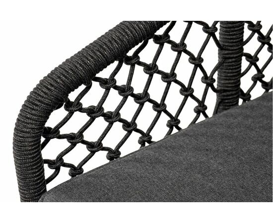 "Канны" кресло плетеное из роупа (узелки), основание дуб, роуп темно-серый круглый, ткань серая, изображение 6 | Интернет магазин мебели и декора LifeDekor