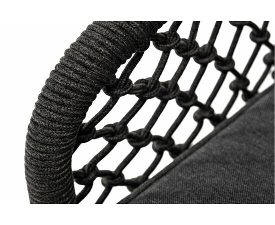 "Канны" кресло плетеное из роупа (узелки), основание дуб, роуп темно-серый круглый, ткань серая, изображение 7 | Интернет магазин мебели и декора LifeDekor