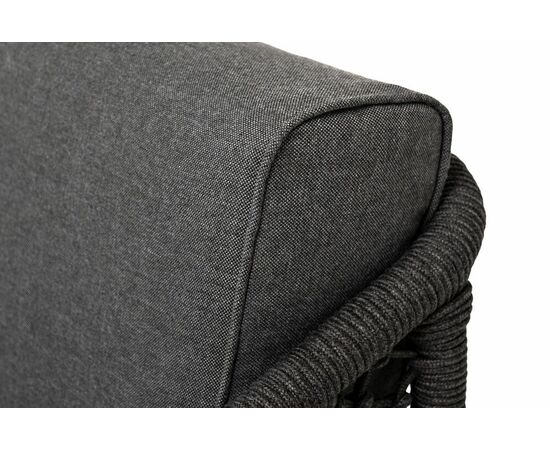 "Канны" кресло плетеное из роупа (узелки), основание дуб, роуп темно-серый круглый, ткань серая, изображение 9 | Интернет магазин мебели и декора LifeDekor