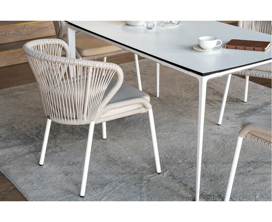 "Малага" обеденная группа на 4 персоны со стульями "Милан", каркас белый, роуп бежевый, изображение 14 | Интернет магазин мебели и декора LifeDekor