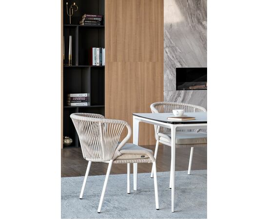 "Малага" обеденная группа на 4 персоны со стульями "Милан", каркас белый, роуп бежевый, изображение 16 | Интернет магазин мебели и декора LifeDekor