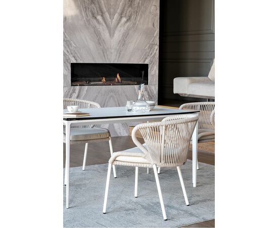 "Малага" обеденная группа на 4 персоны со стульями "Милан", каркас белый, роуп бежевый, изображение 17 | Интернет магазин мебели и декора LifeDekor