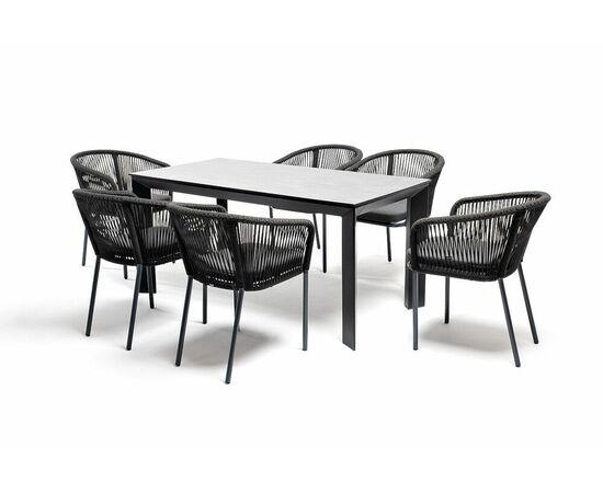 "Венето" обеденная группа на 6 персон со стульями "Марсель", каркас темно-серый, роуп темно-серый, изображение 3 | Интернет магазин мебели и декора LifeDekor