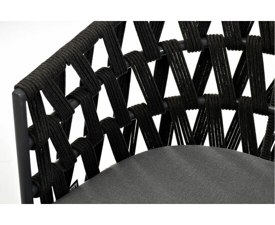 "Диего" стул плетеный из роупа, основание дуб, роуп темно-серый круглый, ткань серая, изображение 6 | Интернет магазин мебели и декора LifeDekor