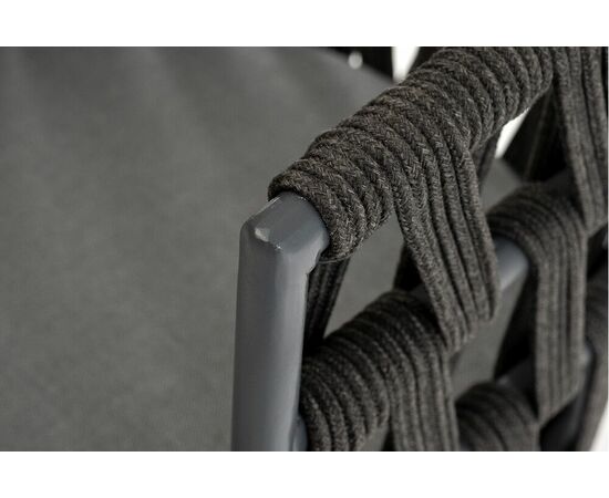 "Диего" стул плетеный из роупа, основание дуб, роуп темно-серый круглый, ткань серая, изображение 7 | Интернет магазин мебели и декора LifeDekor