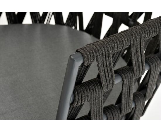 "Диего" стул плетеный из роупа, основание дуб, роуп темно-серый круглый, ткань серая, изображение 8 | Интернет магазин мебели и декора LifeDekor