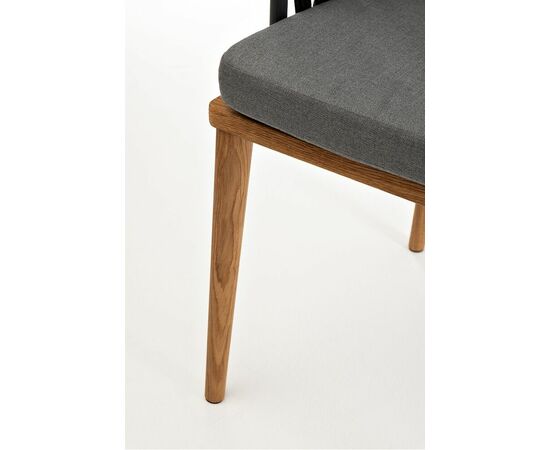 "Диего" стул плетеный из роупа, основание дуб, роуп темно-серый круглый, ткань серая, изображение 10 | Интернет магазин мебели и декора LifeDekor