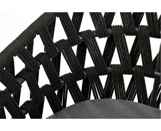 "Диего" стул плетеный из роупа, основание дуб, роуп темно-серый круглый, ткань серая, изображение 11 | Интернет магазин мебели и декора LifeDekor