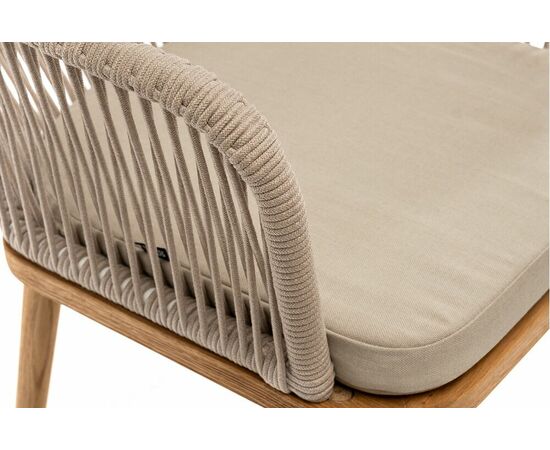 "Лион" стул плетеный из роупа, основание дуб, роуп бежевый круглый, ткань бежевая, изображение 4 | Интернет магазин мебели и декора LifeDekor