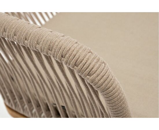 "Лион" стул плетеный из роупа, основание дуб, роуп бежевый круглый, ткань бежевая, изображение 5 | Интернет магазин мебели и декора LifeDekor