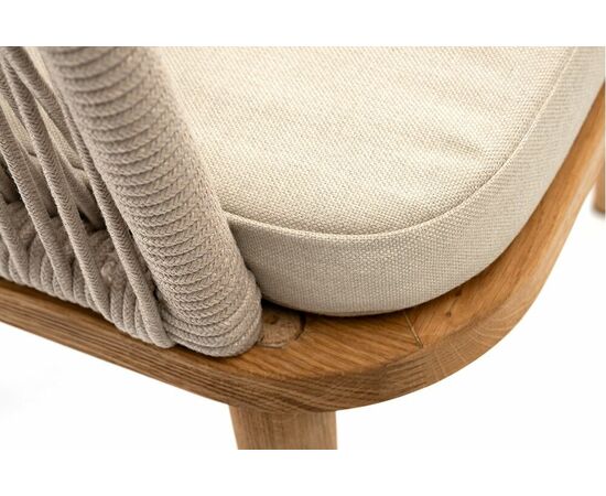 "Лион" стул плетеный из роупа, основание дуб, роуп бежевый круглый, ткань бежевая, изображение 6 | Интернет магазин мебели и декора LifeDekor