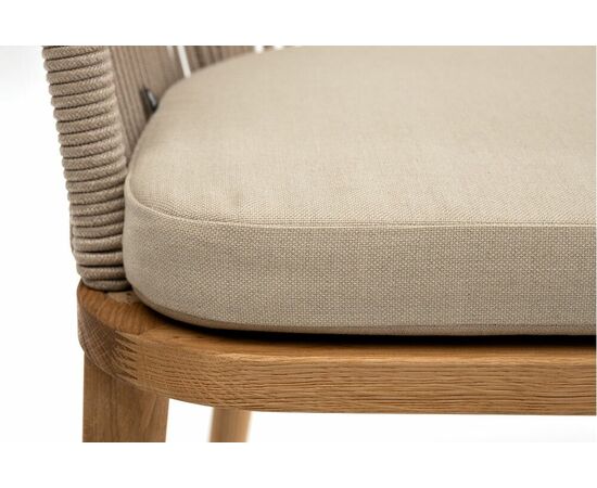 "Лион" стул плетеный из роупа, основание дуб, роуп бежевый круглый, ткань бежевая, изображение 7 | Интернет магазин мебели и декора LifeDekor