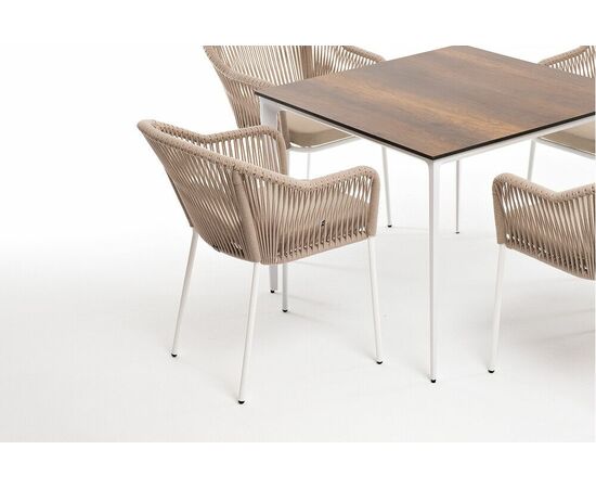 "Малага" обеденная группа на 4 персоны со стульями "Лион", каркас белый, роуп бежевый, изображение 5 | Интернет магазин мебели и декора LifeDekor