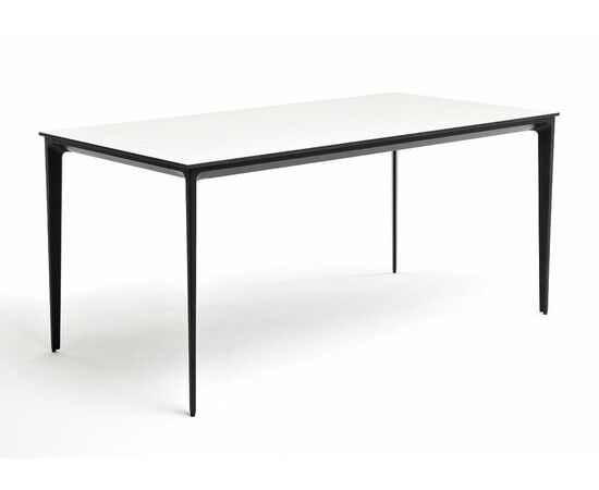 "Малага" обеденный стол из HPL 160х80см, цвет молочный, каркас черный | Интернет магазин мебели и декора LifeDekor