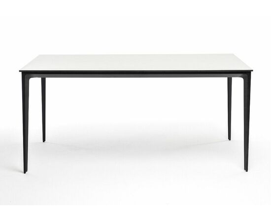 "Малага" обеденный стол из HPL 160х80см, цвет молочный, каркас черный, изображение 2 | Интернет магазин мебели и декора LifeDekor